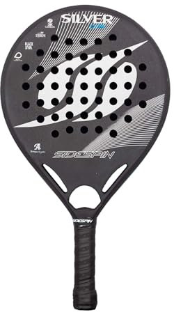 Side Spin Racchetta da padel Silver Ctrl 3K Full Carbon Sabbia, Ottiene Potenza + Controllo + Effetto, Unisex Adulto, Argento Nero, Universale