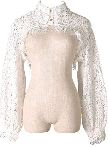 Elegtiskas Detachable Dickey Blouse False Collar Half Shirt Blouse Collar Crop Top A-White