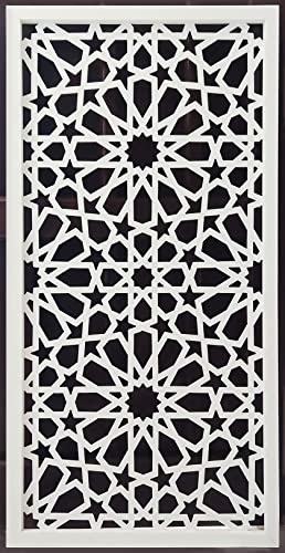 ANDALUCIART | Treillis Décoratif PVC 120 x 60 cm - 5 mm | Treillis Arabe | Séparateur d’espaces, Panneau Mural Décoratif, Tête de Lit, Paravent, Décor Mural, Sculpture Murale, PVC Blanc Jardin