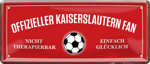 WOGEKA ART Retro Blechschild - Offizieller Kaiserslautern Fan - einfach glücklich - witziger Spruch als Geschenk-Idee zu Geburtstag Weihnachten zur Deko 28x12 cm Vintage-Design Metall 2343