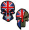 2 Pack Britain UK Flag with Skull Embroidered Tactical Patches Morale Combat Paintball Badge Armband Emblem Applique with Hook and Loop Baking for Backpack Uniform Vest Jacket-3.54x2.36 inch