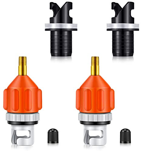 4 Pcs Inflatable Boat SUP Pump Adaptor Air Valve Adapter Set Conventional Air Pump Converter Compressor Paddle Board Pump Adapter Connector for Inflatable Kayak Foot Pump Stand (Universal)