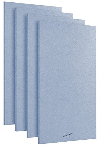 AudioSilk Acoustic Panels, 4 Pack ROOM KIT, Large, 116 x 58cm, Pale Blue