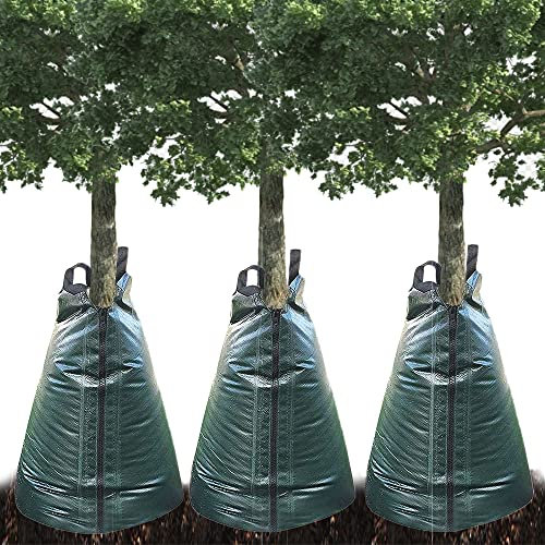 3 Premium Bewässerungsbeutel 75 Liter,Baumbewässerungssack,Bewässerungssack für bäume,PE UV Beständig, Automatische System-Tropftaschen,Langzeit Bewässerung für Ihre Bäume, Grün