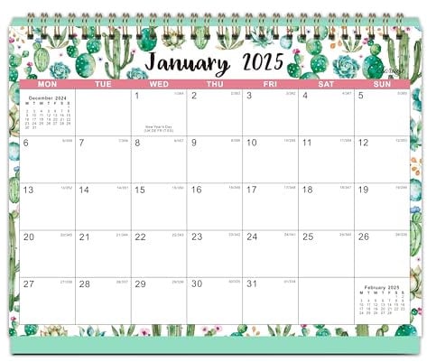 Kalender 2025 - Tischkalender 2025, 12-Monatskalender von Januar 2025 - Dezember 2025, 25,4 x 21,1 cm, Stehtischkalender mit starker Doppeldrahtbindung