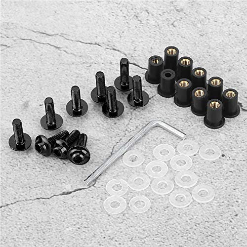vis bulle moto,Vis Bulle Moto,Écrous De Boulon,Pièces De Carrosserie De Sports Motorisés,10 Pièces Boulons De Pare-Brise De Moto Rondelles D'Écrou Kit De Montage De Carénage De Moto Universel Noir (No