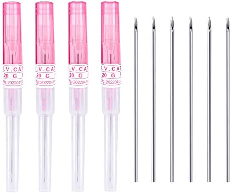 Longbeauty 10 Pcs Piercing Nadeln Einweg 20G Kanülen Katheter Piercingsnadeln Werkzeug für Zunge Lippe Nase Bauchnabel Piercing Zubehör Set