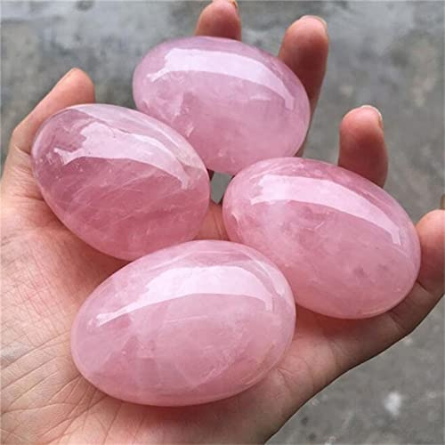 Natural Pink Rose Quartz Crystal Egg Ball Magic Sphere Healing Stone,M 40x30mm