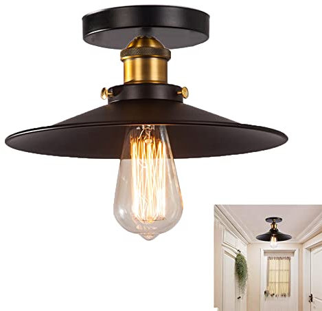 Deckenlampe E27 Lustre Vintage Retro Deckenleuchte Edison Black Retro Industrielle Metal Lamp Copperhead Eisen Küche Loft Bar Schlafzimmer flur Wohnzimmer Esszimmer restaurent (30cm)