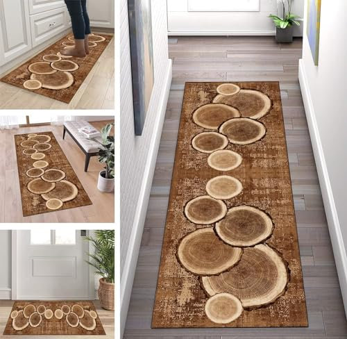 ZUZEKU Flurteppich läufer rutschfest Waschbar 120X240CM Korridor Teppichmatten red Küchenteppich Küchenläufer Polyester Teppichläufer Eingang Schlafzimmer Meterware Wohnzimmer Schmutzfangmatte