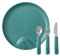 Mepal Mio - Kinderteller mit Besteckset - Deep turquoise - robuster Plastikteller, Edelstahl-Besteck mit Griff - praktische Einbuchtung im Rand, Gabel Messer Löffel - spülmaschinengeeignet