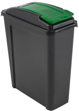 25L Recycling Bin Slimline Fit Bin & Lid Recycling Waste Bin for Home Office Kitchen Graphite Green/Yellow/Blue/Red (GREEN)