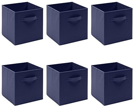 Kamorry Storage Bins, Set of 6 Storage Cubes with Handle,Foldable Fabric Storage Boxes, Fit Cube Storage Unit 26.5cmx26.5cmx28cm (6 Pack, Dark blue)