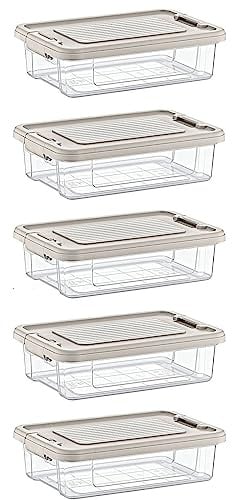 astor24 PREMIUM Aufbewahrungsboxen mit Deckel - lebensmittelecht - sicherer Verschlussclip - transparent - Robuste Qualität - XXL Set Büro, Kinderzimmer, Küche & Werkstatt (5er Set 1,5 Liter)