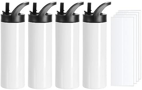 Knadgbft Vasos de sublimación, vasos en blanco, botella de agua de 20 onzas, botellas deportivas rectas delgadas, tazas, paquete de 4