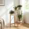 [en.casa] Étagère à Fleurs à 4 Niveaux Porte Plantes pour Intérieur Support Cache-Pots Meuble de Rangement Bambou Plastique 85 x 58 x 25 cm Naturel Blanc