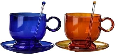 CAPIJIONG 380ml High Borosilicate Colored Glass Coffee Cup, Amber Cup, Can Be Heated With An Open Flame And Disinfected In A Microwave Oven-Amber (single cup)