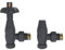 NRG Traditional Antique Angled Central Heating Radiator Valve 15mm Thermostatic Lockshield Valves Anthracite