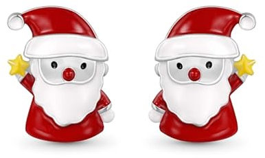 GNOCE Schmuck Damen Ohrringe Weihnachten Elch Ohrstecker 925 Sterling Silber Ohrstecker mit Zirkonia Diamant Für Teen Mädchen Braut Frauen Schmuck (Weihnachtsmann)