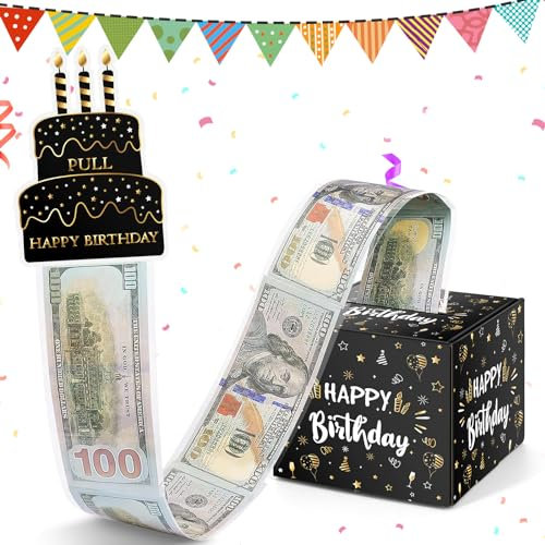 WenmthG Lustige Geldgeschenke Geburtstag - Happy Birthday - DIY Überraschungsbox, Geburtstag Spardose für Bargeld Geschenk Ziehen, Geschenkbox Geburtstag für Eltern, Liebhaber, Kinder und Freunde