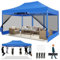 COBIZI Faltpavillon 3x4,5 Pavillon 3x4,5m Wasserdicht Stabil, Partyzelt Faltbar mit 4 Seitenwänden Moskitonetz Pop Up Gartenpavillon Anti-UV für Garten, Blau