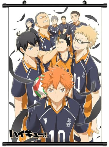 Xinchangda Haikyuu Schriftrollen-Poster, Banner, Anime, Hinata, Shoyo, Tobio, Kageyama, Tsukishima, Kei, Poster, zum Aufhängen, Wandbild, Heimdekoration, 60 x 40 cm