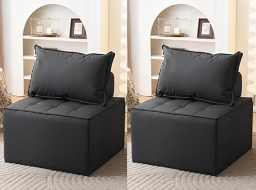 Modulares Schnittsofa umwandelbar & L-förmiges U-förmiges Couchsofa/Wohnzimmermöbel-Sets/moderne armlose Bodensofa-Couch für Wohnzimmer,Schlafzimmer Sofa im minimalistischen Stil, 2PCS/schwarz