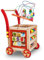 Sinbide Chariot Bois Enfant 6 en 1 Trotteur Bois Multifonctionnel Chariot de Marche Bébé Hauteur de Poignée Réglable Roues Antidérapantes Couvercle Amovible Cadeau pour les 1 an 34,5x33,5x49cm(Carré)