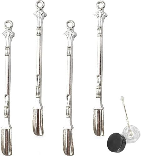 Mini-Medizinlöffel, Mini Snuff Spoon, Mini Pulver Löffel, 4PCS Mini Medicine Scoop Schnupftabaklöffel Probenahme Scoop Mini Schaufel Löffel für Medikamente Salze Gewürze (Silbrig)