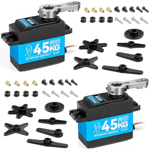 Miuzei 45kg Digital RC Servo 270° Servomotor Metall Getriebe für Auto Modellbau Car 1/10 1/8 1:12 Robot Arm Flugzeug 8,4V High Speed Torque Wasserdicht Servo+Motor Lenkservo mit 0.5M Kabel 25T Horn