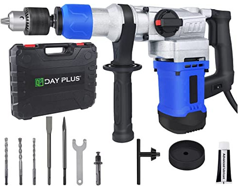 1080W Bohrhammer mit 3 Funktionen, Multifunktional Bohrhämmer Abbruchhammer, 800U/Min, 6 Variable Geschwindigkeit, ideal zum Bohren, Meißel von Beton