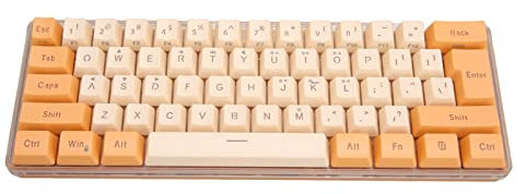 NIZUUONE Gaming Keyboard USB 61 Keys RGB Light Contrast Mechanical Wired Keyboard for Office Games (Orange Beige)