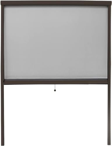 Zanzariera a Rullo per Finestra 120X170cm Marrone con Frizione Profilo Riducibile Verticale Telaio in Alluminio per Tenere Fuori insetti, Mosche e Zanzare