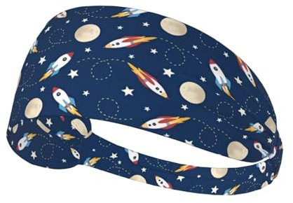 Rocket In Space Unisex Elastic Hair Band For Outdoor Sports Yoga Running Fitness