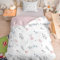 Linfye Parure de lit pour Enfant et BéBé Floral Rose Blanc Housse de Couette 100x135 cm Bebe et Taie d'oreiller 40x60 cm, Fleur Bleue Réversible Ensemble de Literie Linge de Lit pour Tout-Petits