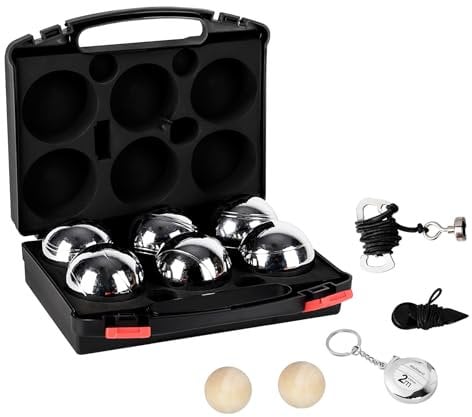 Gravurmaster Boule Kugeln Boccia Kugeln Set mit Gravur, Personalisierte Petanque-Kugeln Set mit Wunschtext & Logo durch Lasergravur, 73mm/ 720g pro Kugel, 6er Boules/Petanque Set für 2 Spieler, SerieB