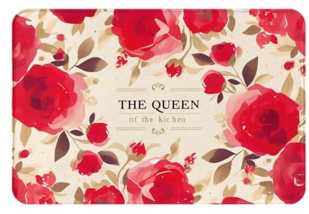DRGFCXE The Queen's Kitchen Fußmatte für den Innen- und Außenbereich, 40,6 x 61 cm, Gummi, rutschfeste Matte für Badezimmer, Dusche, Küche, Garage, moderne Dekoration