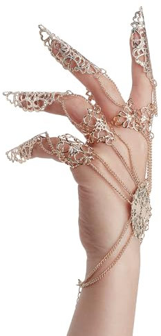 NICENEEDED Fingerverlängerungsarmband Halloween Gold Finger Nägel Spitze Kralle Armband Punk Finger Kralle Ring Verstellbare Handkette Halloween