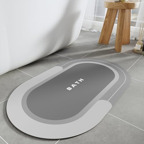 SIXHOME 50 * 80cm Grau Extra Saugfähige Badematte Schnell trocknend rutschfest & vielseitig einsetzbar Genießen Sie angenehme Trockenheit nach dem Duschen und Baden