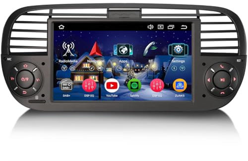 erisin Android 14 Autoradio Navi für FIAT 500 500C 500S 500E DAB+ GPS Navigation CarPlay WiFi BT5.0 DSP Canbus SWC RDS 8 Kern 2.0GHz CPU 4GB RAM 64GB ROM (Schwarz)