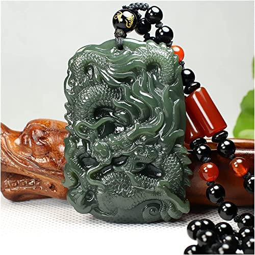 Kristall-Jade-Anhänger-Halskette, Amulett-Schmuck, natürliche Jade-Anhänger-Halskette, schnitzendes Glücksamulett, Hetian-Jade, grüner Jade-Drachen-Anhänger, Herren- und Damen-Jade-Anhänger, Sternzeic