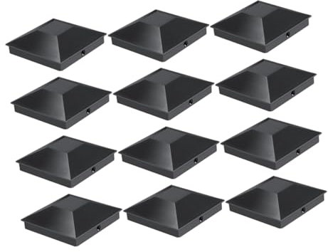 WATIIFUFU 12 Pcs Wooden Fence Post Caps Deck Post Caps Vinyl Fence Post Caps Cap for Fence Posts Dock Piling Caps Wooden Post Toppers Fence Parts Enclosure Pole Cap Pp Plastic Black