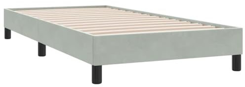 vidaXL Boxspringbett ohne Matratze Hellgrau 90x210 cm Samt, Bett, Bettgestell, Einzelbett, Schlafzimmermöbel, Bettrahmen, Samtbett, Polsterbett