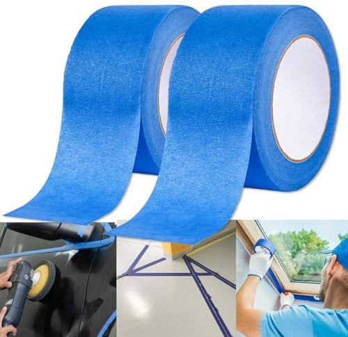 HISUMER Malerkrepp 5cm x 50 m 2 Rollen Kreppband für Malerarbeiten Profi Abdeckband Malertape Klebeband Washi Tape Papiertape Selbstklebend Renovieren,Lackieren