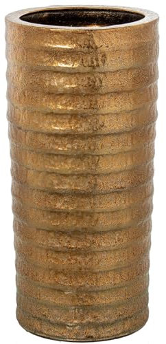 DRW Porte-Parapluie Rond en céramique doré 25 x 25 x 50 cm