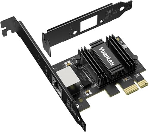 Carte Réseau PCIe 2.5G, YuanLey Adaptateur Ethernet PCI Express 2,5 Gigabits avec Realtek RTL8125B, Carte NIC 2500Mbps Contrôleur LAN RJ45 pour PC Windows/Linux/Mac OS avec Support Low-Profile