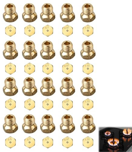 Gicleur Gaz Butane, 20 Pcs Buses Et Injecteurs, 4×0.5mm, 8×0.7mm, 4×0.87mm, 4×1.02mm Gicleur Gaz Bouteille, pour Gazinière, Cuisinière Et Plaque De Cuisson