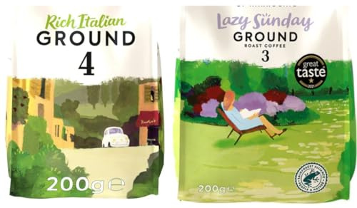 Coffee Bundle Taylors of Harrogates Rich italian Ground coffee 200g - Taylors Lazy Sundays Ground coffee 200g (Pack of 2)