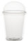 Commerline Lot de 100 gobelets à smoothie de 400 ml avec couvercle dôme avec fente, gobelets en plastique à emporter + couvercle dôme avec ouverture, gobelet à dessert, gobelet à thé à bulles en