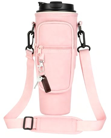 Xkqjlp Stanley Cup Bag Water Bottle Carrier with Adjustable Strap Stanley Accessories Holder Water Bottle Sling with Shoulder Strap for Hiking Commuting Gym Shopping Daily Use (Pink)
